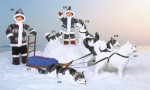 Animated eskimo and huskey figures